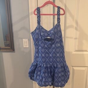 Zara Blue Kids Dress with White Floral Pattern